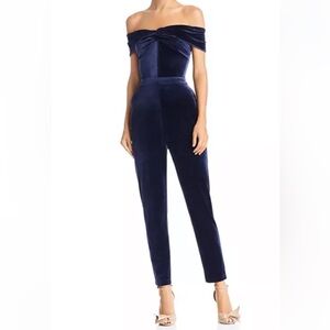 Adelyn Rae Navy Velvet Straight-Leg High Waist Pants